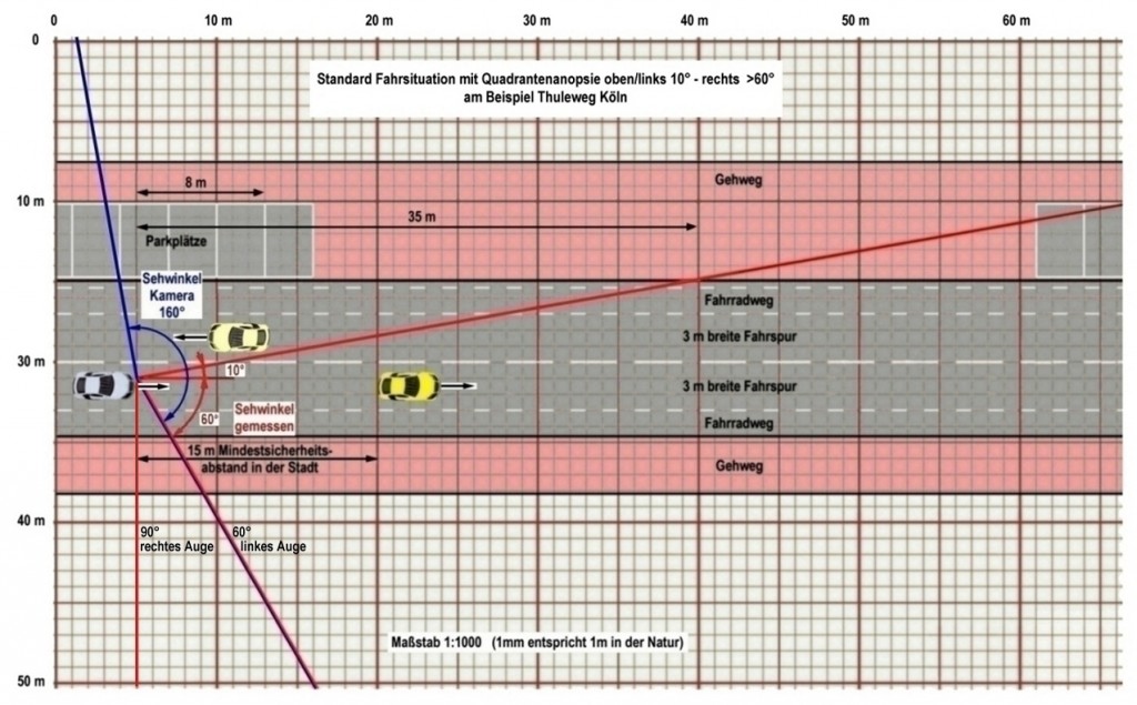 Standard-Fahrsituation mit Quadrantenanopsie